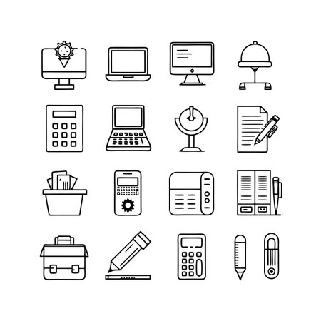 Office Equipment Icon Set Collection Vector for UI Documents Websites and Mobile Applicationsのイラスト素材