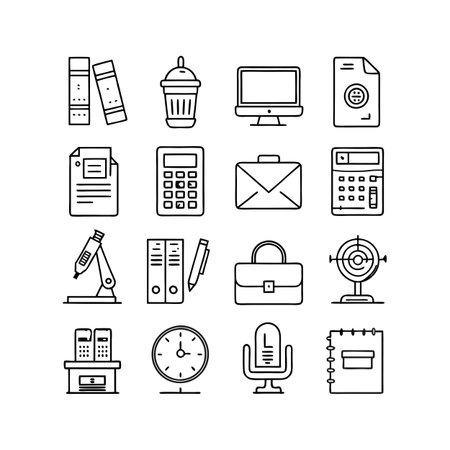 Office Equipment Icon Set Collection Vector for UI Documents Websites and Mobile Applicationsのイラスト素材