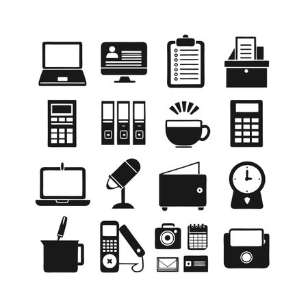 Office Equipment Icon Set Collection Vector for UI Documents Websites and Mobile Applicationsのイラスト素材