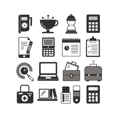 Office Equipment Icon Set Collection Vector for UI Documents Websites and Mobile Applicationsのイラスト素材