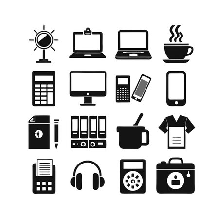 Office Equipment Icon Set Collection Vector for UI Documents Websites and Mobile Applicationsのイラスト素材