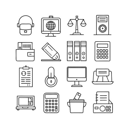 Office Equipment Icon Set Collection Vector for UI Documents Websites and Mobile Applicationsのイラスト素材