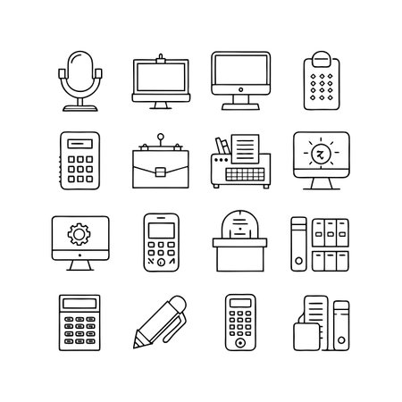 Office Equipment Icon Set Collection Vector for UI Documents Websites and Mobile Applicationsのイラスト素材