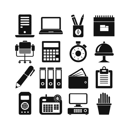 Office Equipment Icon Set Collection Vector for UI Documents Websites and Mobile Applicationsのイラスト素材
