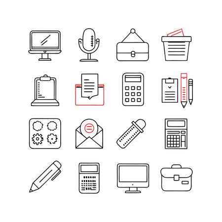 Office Equipment Icon Set Collection Vector for UI Documents Websites and Mobile Applicationsのイラスト素材