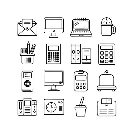 Office Equipment Icon Set Collection Vector for UI Documents Websites and Mobile Applicationsのイラスト素材