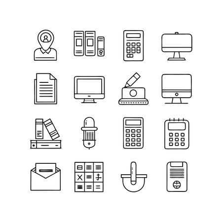 Office Equipment Icon Set Collection Vector for UI Documents Websites and Mobile Applicationsのイラスト素材