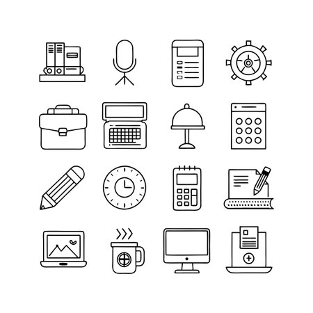 Office Equipment Icon Set Collection Vector for UI Documents Websites and Mobile Applicationsのイラスト素材