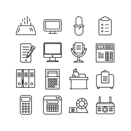 Office Equipment Icon Set Collection Vector for UI Documents Websites and Mobile Applicationsのイラスト素材