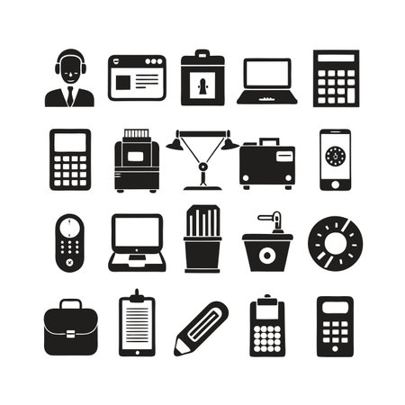 Office Equipment Icon Set Collection Vector for UI Documents Websites and Mobile Applicationsのイラスト素材