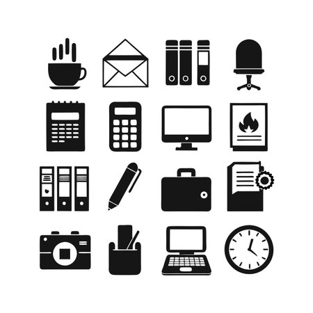 Office Equipment Icon Set Collection Vector for UI Documents Websites and Mobile Applicationsのイラスト素材