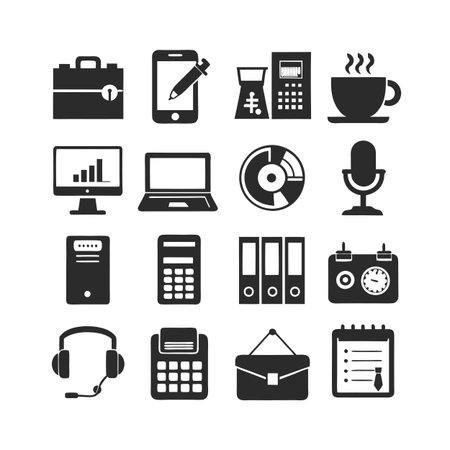 Office Equipment Icon Set Collection Vector for UI Documents Websites and Mobile Applicationsのイラスト素材