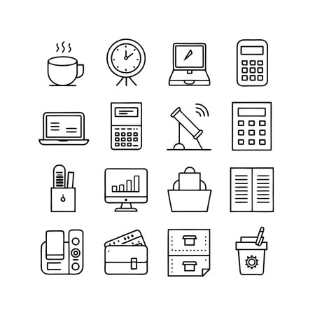 Office Equipment Icon Set Collection Vector for UI Documents Websites and Mobile Applicationsのイラスト素材