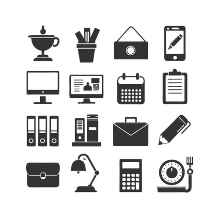 Office Equipment Icon Set Collection Vector for UI Documents Websites and Mobile Applicationsのイラスト素材