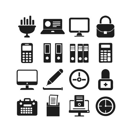 Office Equipment Icon Set Collection Vector for UI Documents Websites and Mobile Applicationsのイラスト素材