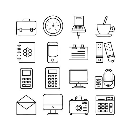 Office Equipment Icon Set Collection Vector for UI Documents Websites and Mobile Applicationsのイラスト素材
