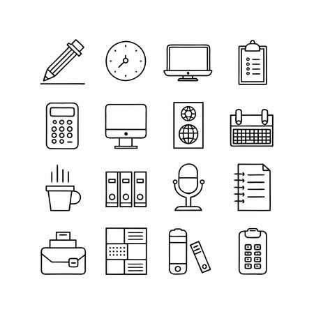 Office Equipment Icon Set Collection Vector for UI Documents Websites and Mobile Applicationsのイラスト素材