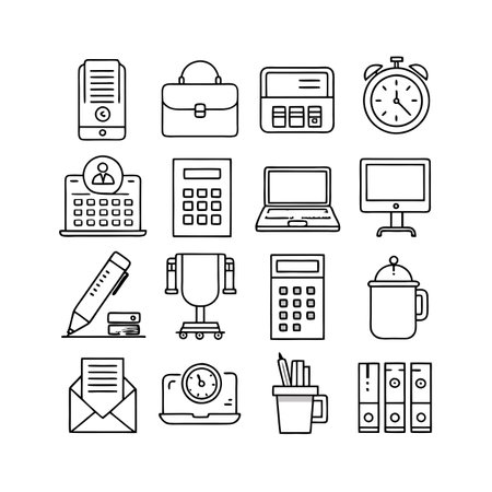 Office Equipment Icon Set Collection Vector for UI Documents Websites and Mobile Applicationsのイラスト素材