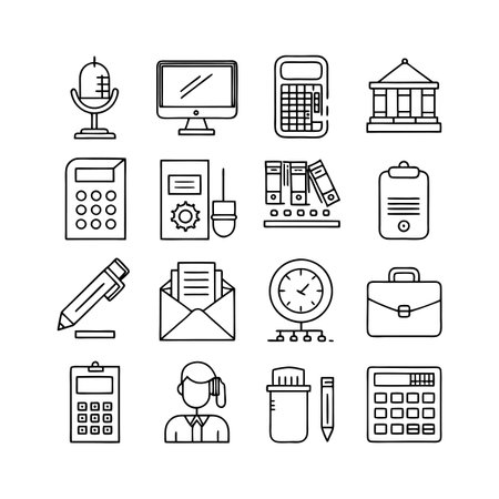Office Equipment Icon Set Collection Vector for UI Documents Websites and Mobile Applicationsのイラスト素材
