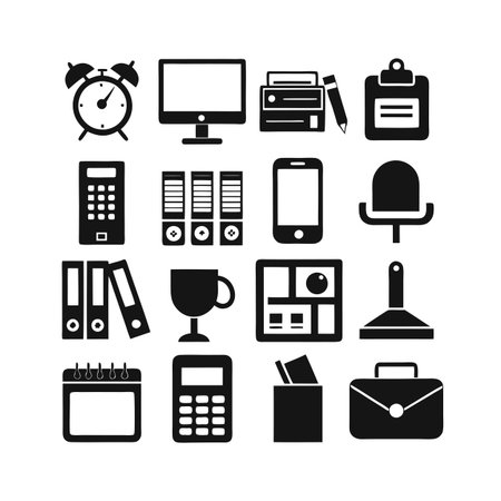 Office Equipment Icon Set Collection Vector for UI Documents Websites and Mobile Applicationsのイラスト素材