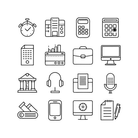 Office Equipment Icon Set Collection Vector for UI Documents Websites and Mobile Applicationsのイラスト素材