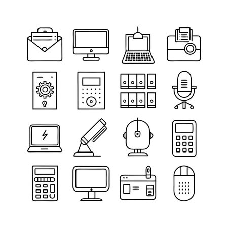 Office Equipment Icon Set Collection Vector for UI Documents Websites and Mobile Applicationsのイラスト素材