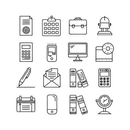 Office Equipment Icon Set Collection Vector for UI Documents Websites and Mobile Applicationsのイラスト素材