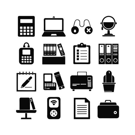 Office Equipment Icon Set Collection Vector for UI Documents Websites and Mobile Applicationsのイラスト素材