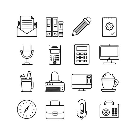 Office Equipment Icon Set Collection Vector for UI Documents Websites and Mobile Applicationsのイラスト素材