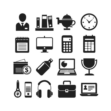Office Equipment Icon Set Collection Vector for UI Documents Websites and Mobile Applicationsのイラスト素材