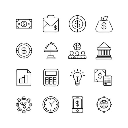 Finance and Banking Icon Set Collection Vector for UI Documents Websites and Mobile Applicationsのイラスト素材