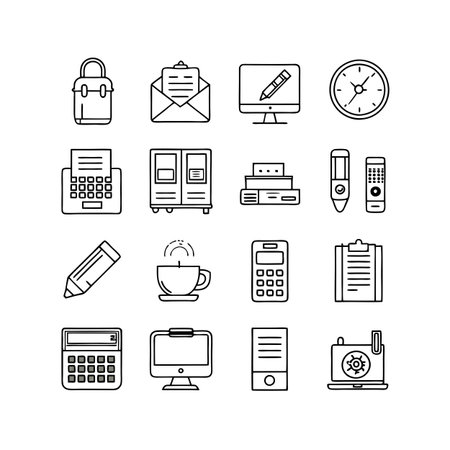 Office Equipment Icon Set Collection Vector for UI Documents Websites and Mobile Applicationsのイラスト素材