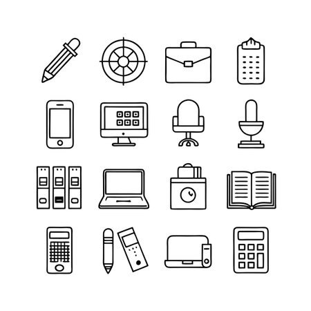 Office Equipment Icon Set Collection Vector for UI Documents Websites and Mobile Applicationsのイラスト素材
