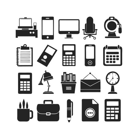 Office Equipment Icon Set Collection Vector for UI Documents Websites and Mobile Applicationsのイラスト素材