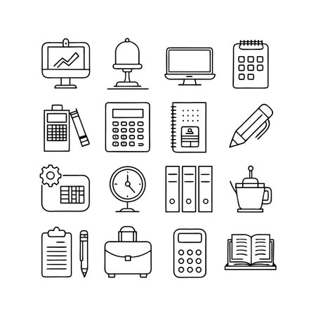 Office Equipment Icon Set Collection Vector for UI Documents Websites and Mobile Applicationsのイラスト素材
