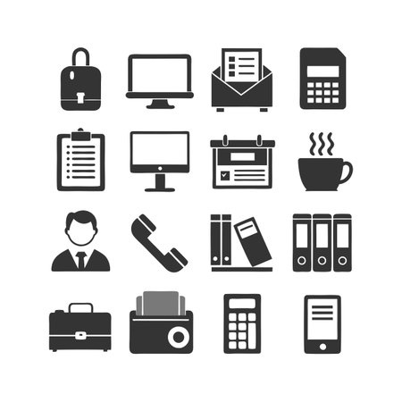 Office Equipment Icon Set Collection Vector for UI Documents Websites and Mobile Applicationsのイラスト素材