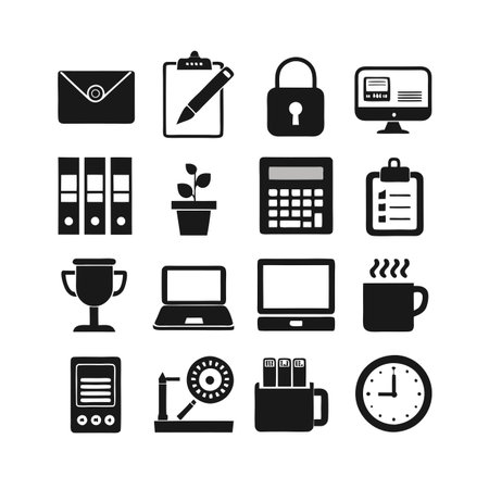 Office Equipment Icon Set Collection Vector for UI Documents Websites and Mobile Applicationsのイラスト素材