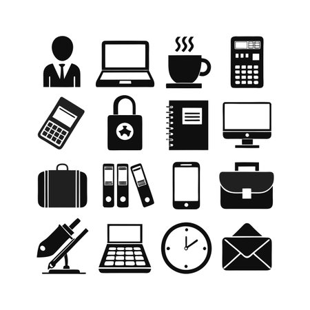 Office Equipment Icon Set Collection Vector for UI Documents Websites and Mobile Applicationsのイラスト素材