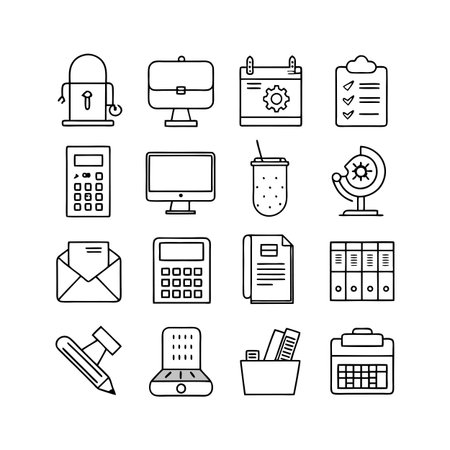 Office Equipment Icon Set Collection Vector for UI Documents Websites and Mobile Applicationsのイラスト素材