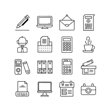 Office Equipment Icon Set Collection Vector for UI Documents Websites and Mobile Applicationsのイラスト素材