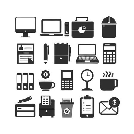 Office Equipment Icon Set Collection Vector for UI Documents Websites and Mobile Applicationsのイラスト素材