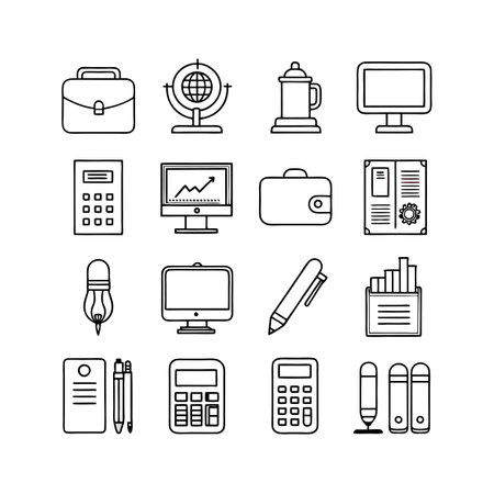 Office Equipment Icon Set Collection Vector for UI Documents Websites and Mobile Applicationsのイラスト素材