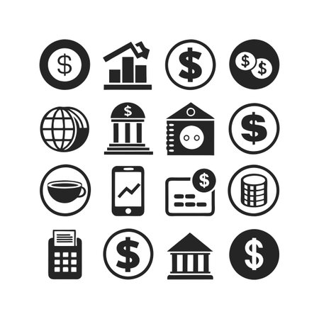 Finance and Banking Icon Set Collection Vector for UI Documents Websites and Mobile Applicationsのイラスト素材
