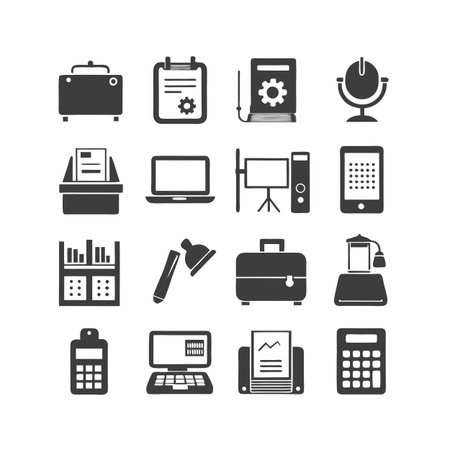 Office Equipment Icon Set Collection Vector for UI Documents Websites and Mobile Applicationsのイラスト素材