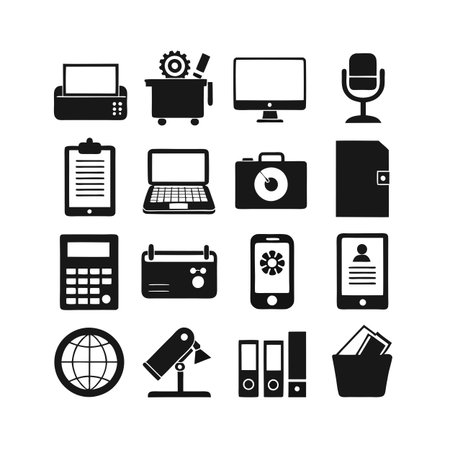 Office Equipment Icon Set Collection Vector for UI Documents Websites and Mobile Applicationsのイラスト素材
