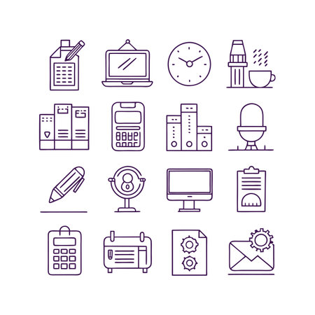 Office Equipment Icon Set Collection Vector for UI Documents Websites and Mobile Applicationsのイラスト素材
