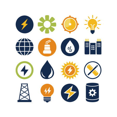 Energy and Power Icon Set Collection Vector for UI Documents Websites and Mobile Applicationsのイラスト素材