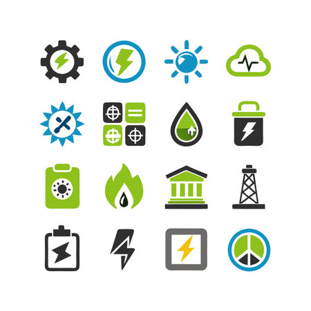 Energy and Power Icon Set Collection Vector for UI Documents Websites and Mobile Applicationsのイラスト素材