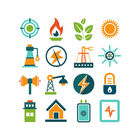 Energy and Power Icon Set Collection Vector for UI Documents Websites and Mobile Applicationsのイラスト素材