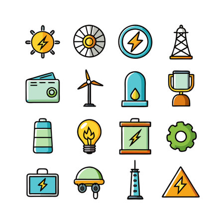 Energy and Power Icon Set Collection Vector for UI Documents Websites and Mobile Applicationsのイラスト素材